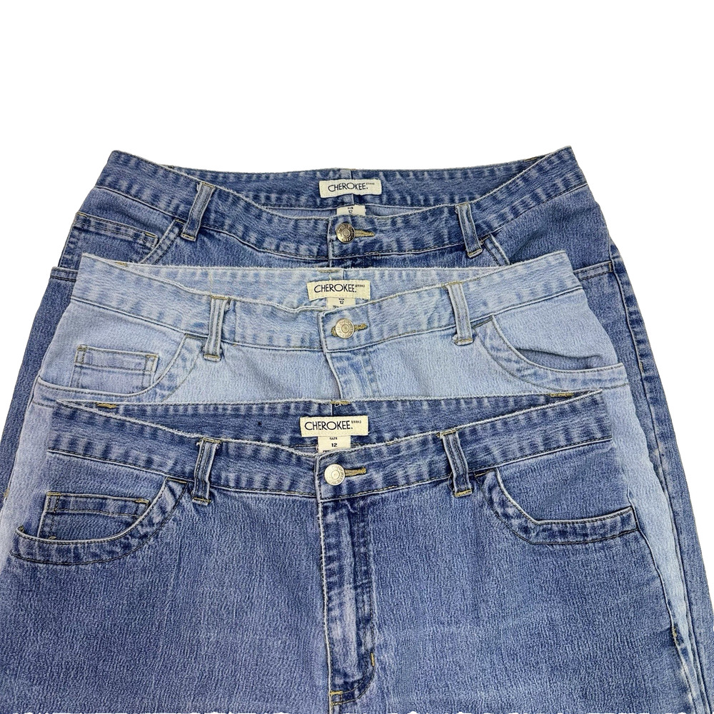 Vtg Cherokee Women's Cropped Denim Jeans | Bundle Lot Of 3 | Size 12 | y2k 90s - Picture 3 of 12